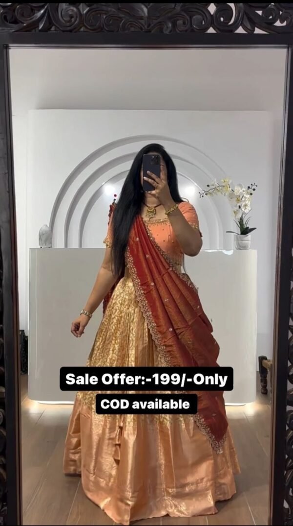 Golden Color Tissue Silk Lehenga Choli