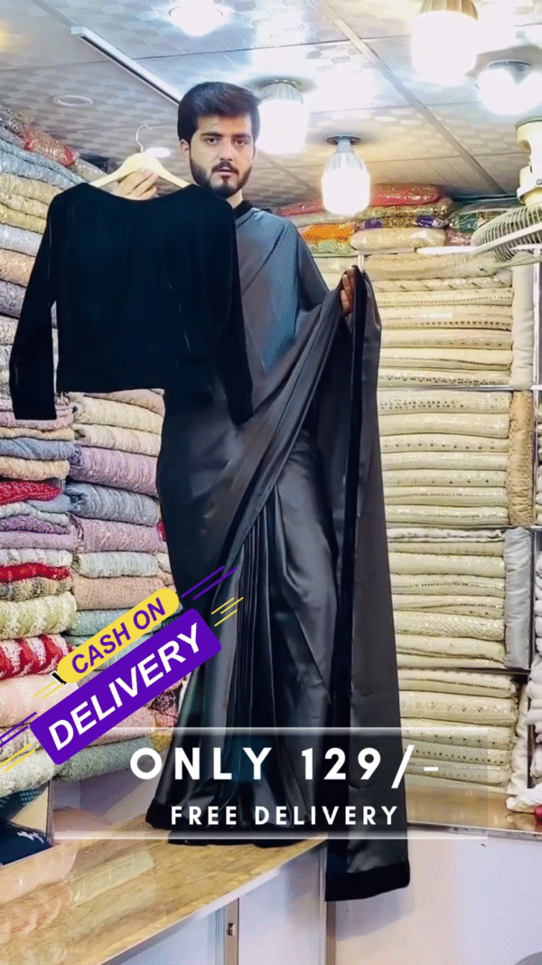 Pure Silk Black Saree With Baahar-e-siah Blouse