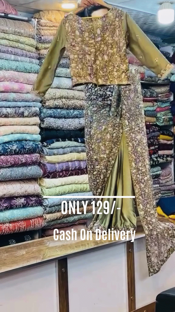 Yellow Ready to Wear Saree With Baahar-e-siah Blouse