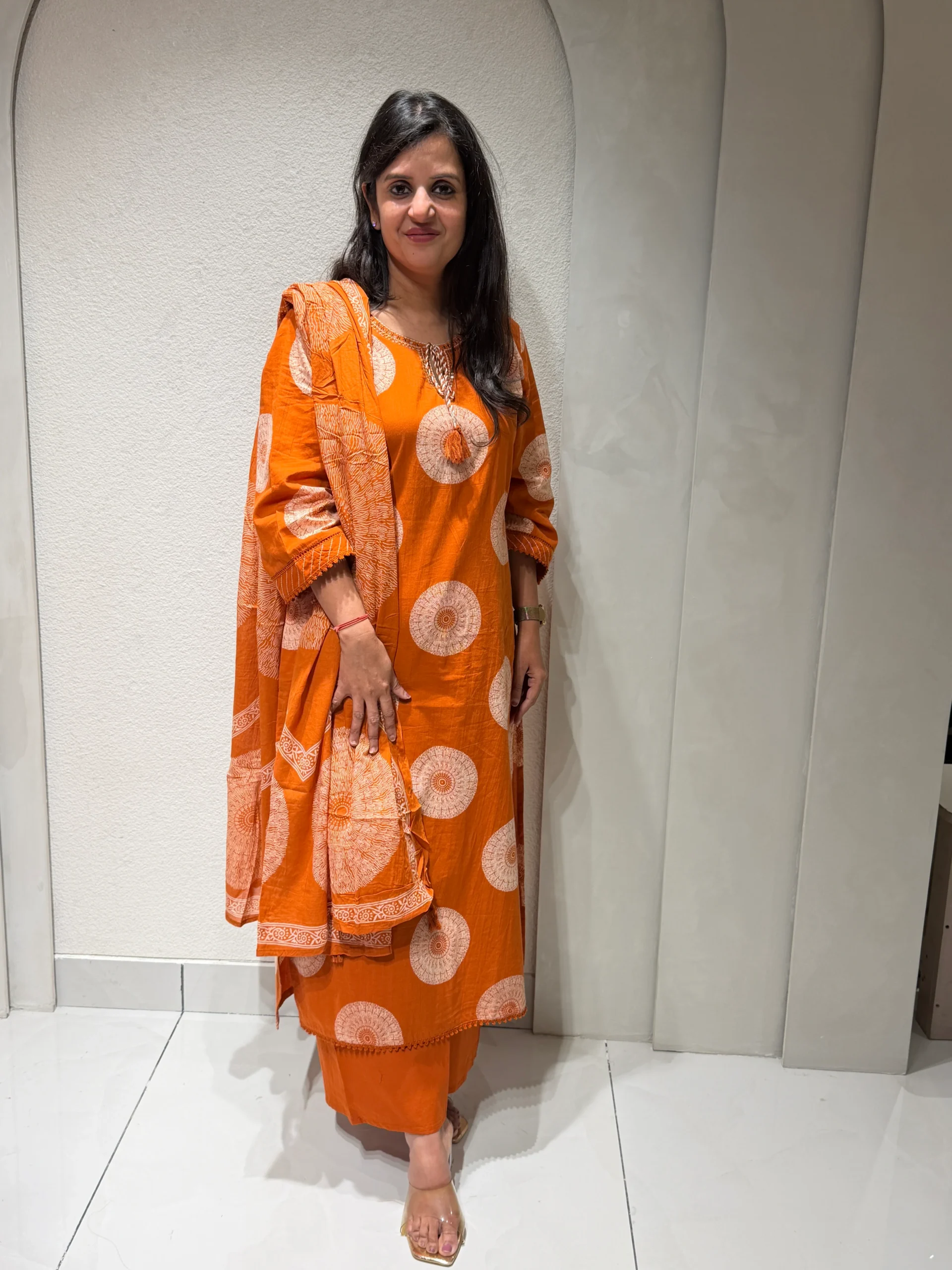 Premium Cotton Suit Set - Orange - Image 6