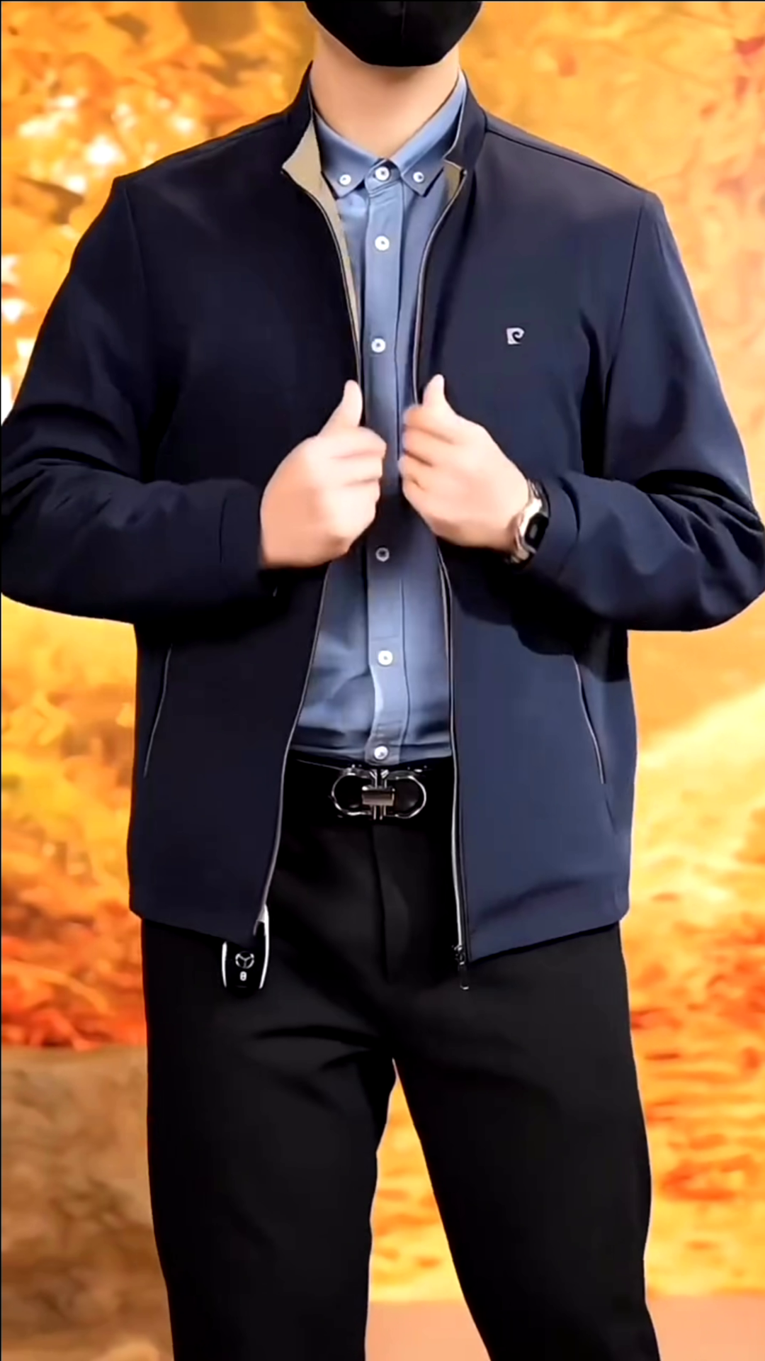 Men Classic Light Quilted Office Jacket - Navy