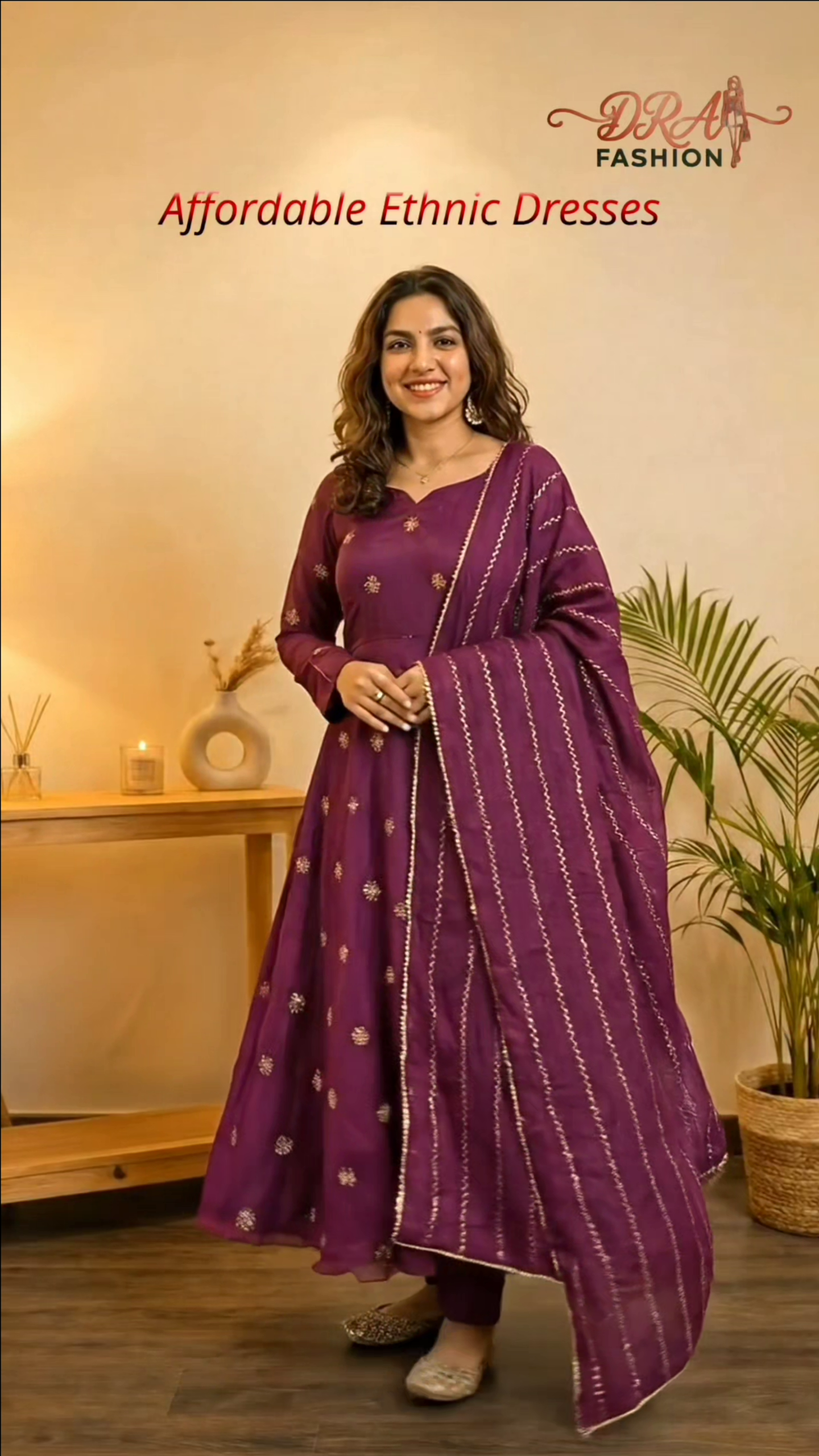 Ethnic Embroidered Zari Panelled Anarkali Kurta With Pyjamas