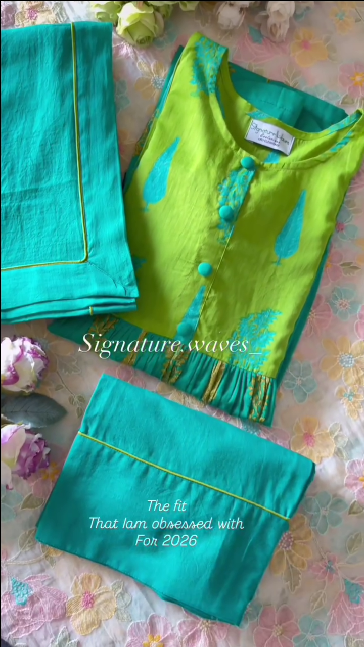 Yellow and Pink Floral Embroidered Kurta Set With a Dupatta