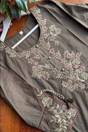 Embellished Cotton Blend Straight Suit Set With Dupatta