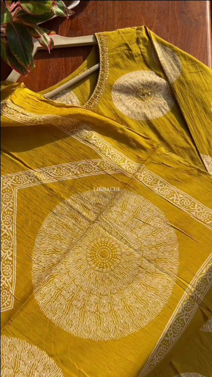 Premium Cotton Suit Set - Yellow - Image 3