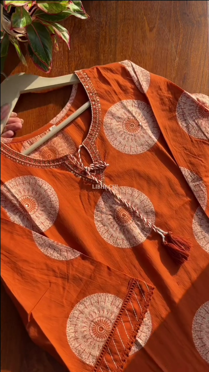 Premium Cotton Suit Set - Orange