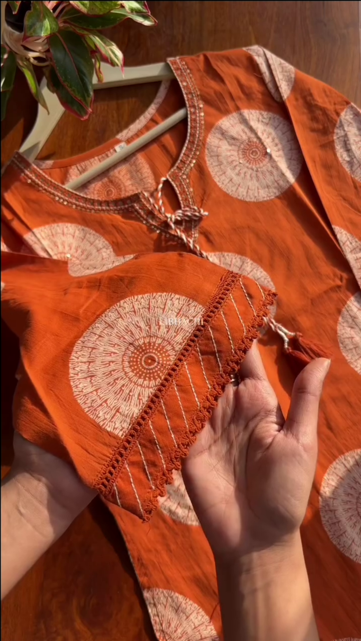 Premium Cotton Suit Set - Orange - Image 2