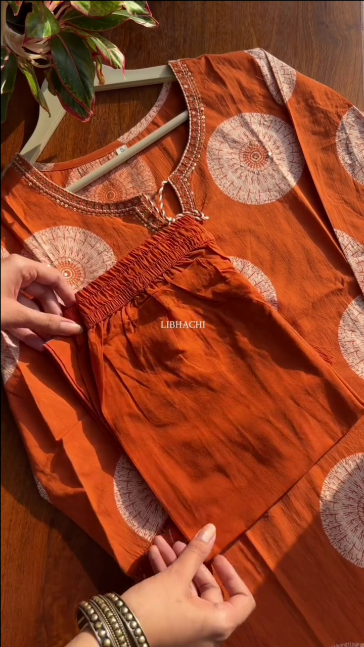 Premium Cotton Suit Set - Orange - Image 3