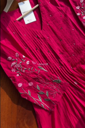 Mal Cotton A Line Kurta Pant Set Pink