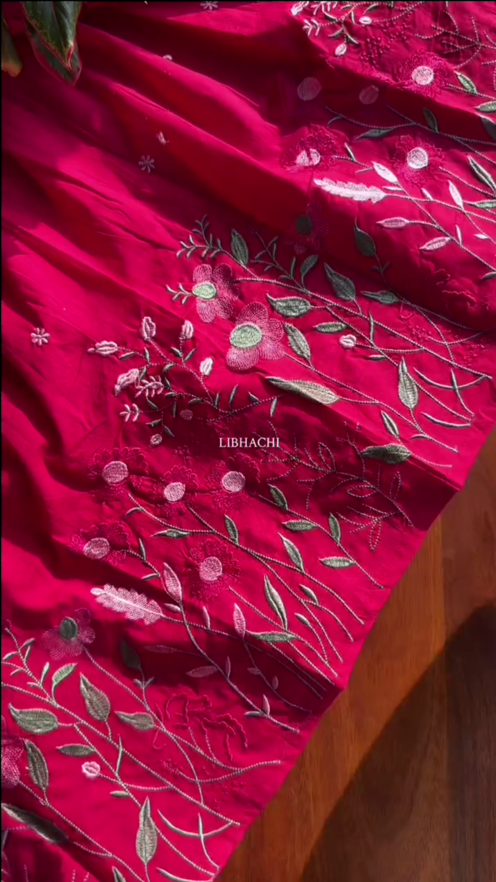 Mal Cotton A Line Kurta Pant Set Pink - Image 4