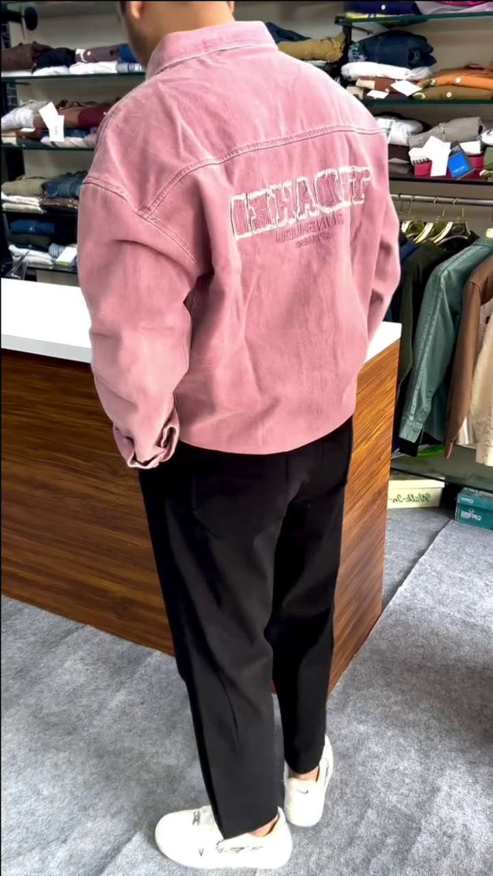 Dusty Pink Washed Denim Relaxed Fit Shirt - Image 2