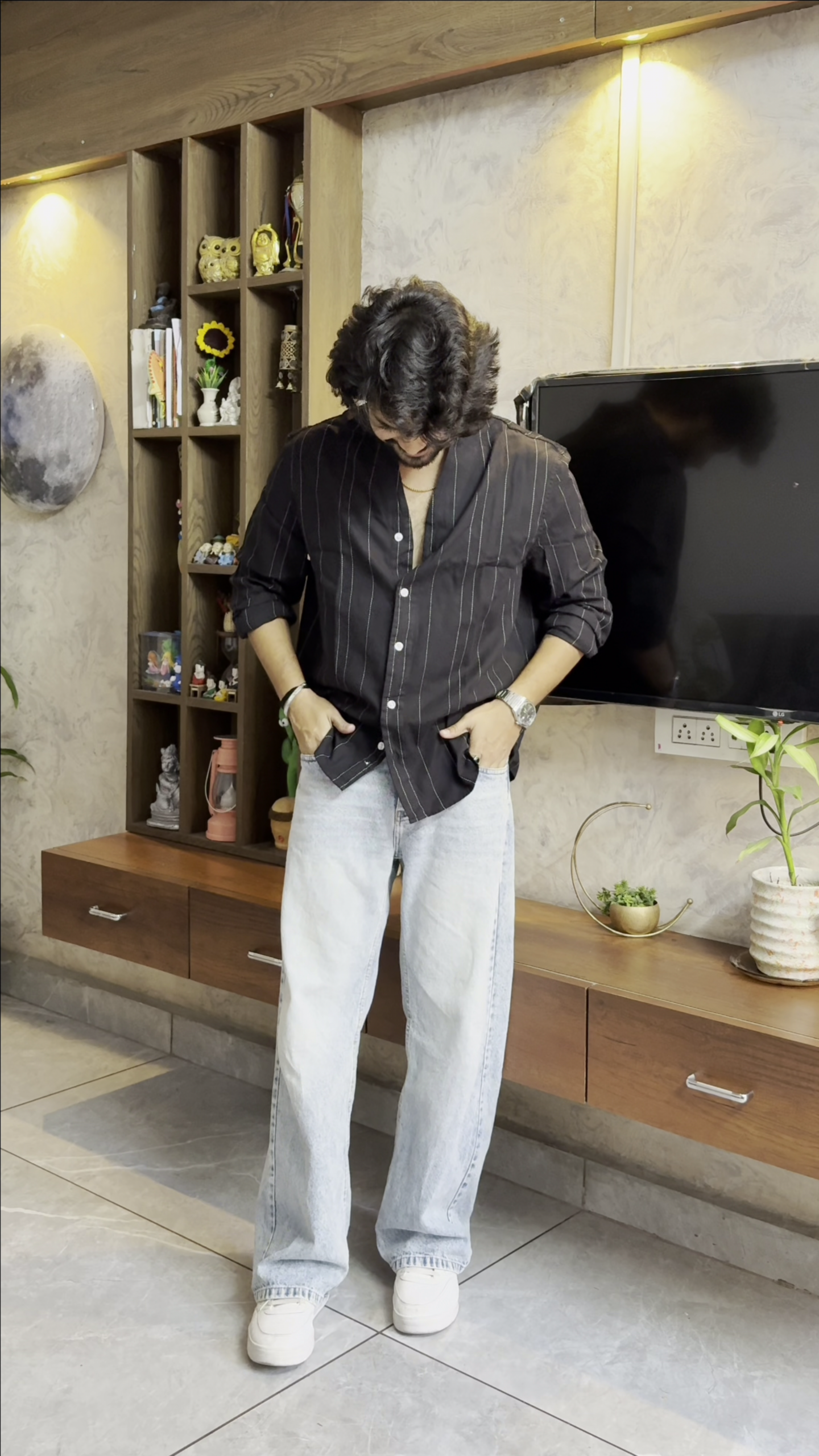 Men’s "Glacier Acid" Oversized Denim Shirt – Distressed Black Sulfur Wash - Image 3