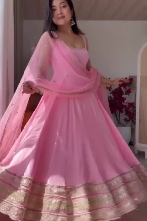 Embroidered Silk Blend Stitched Anarkali Gown
