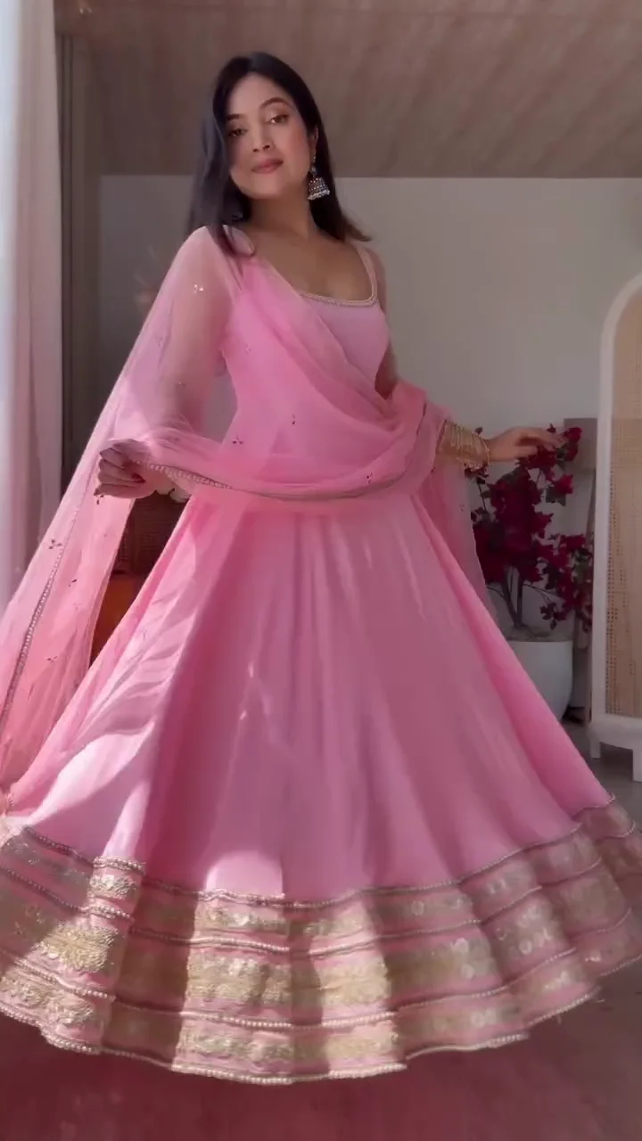 Embroidered Silk Blend Stitched Anarkali Gown