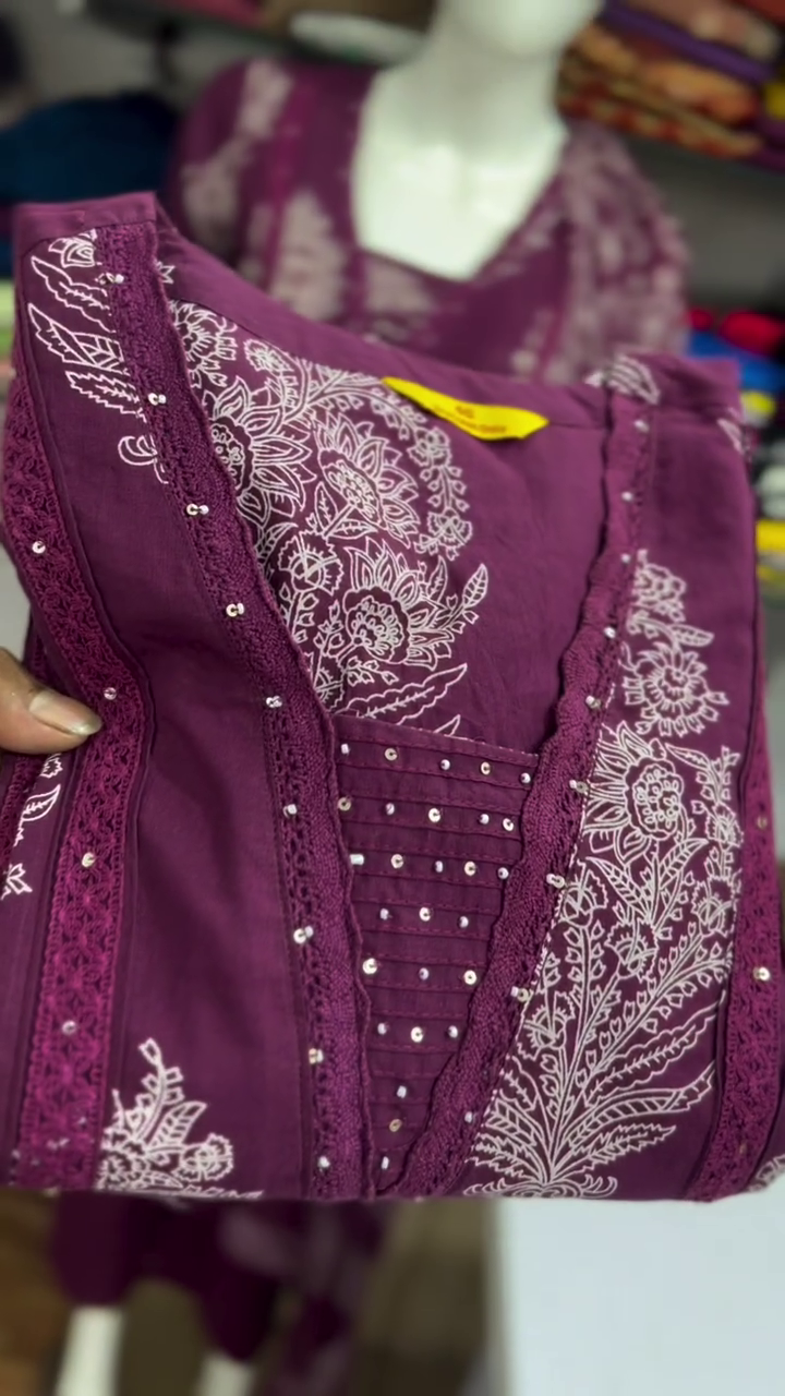 Plum Floral Printed Suit Set - Image 3