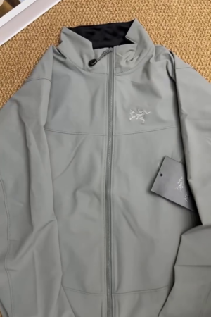 Grey Softshell Hooded Outdoor Jacket