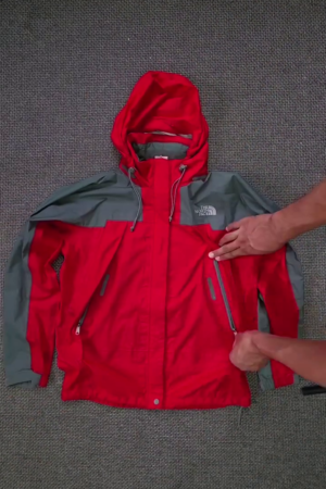 Red & Grey Hooded Outdoor Jacket