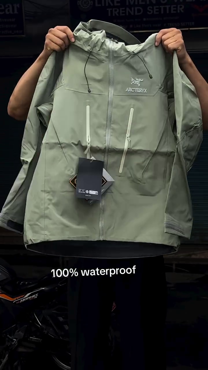 Sage Green Waterproof Hooded Jacket - Image 3