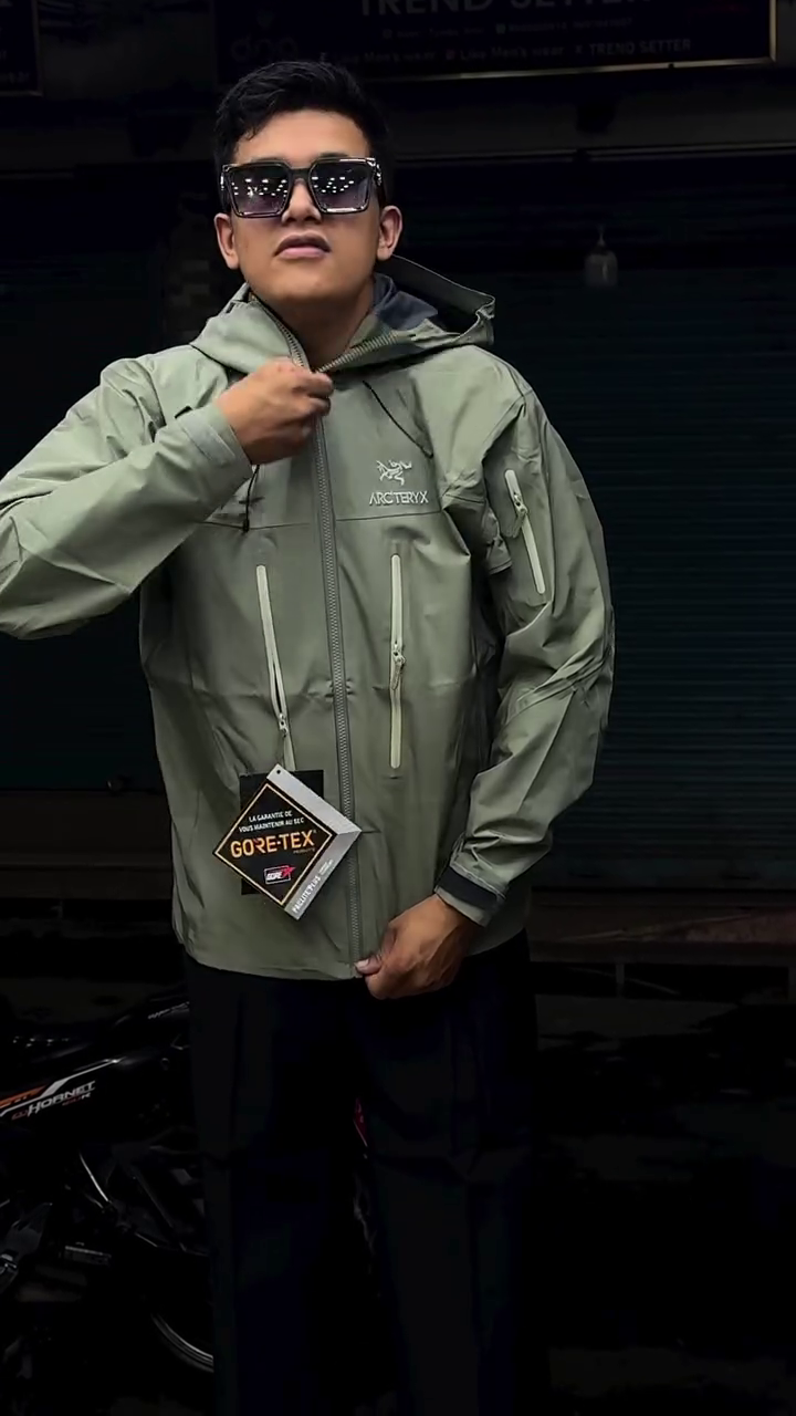 Sage Green Waterproof Hooded Jacket - Image 2