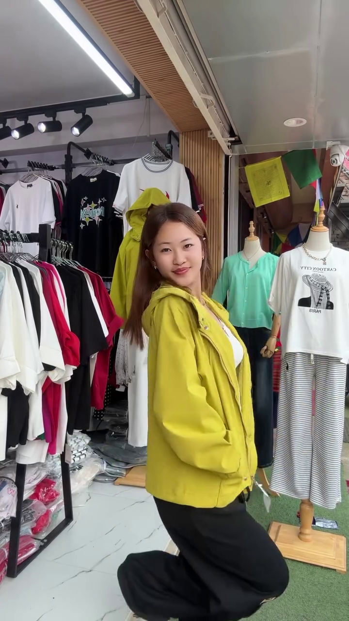 Women's Yellow Hooded Windbreaker Jacket - Image 2