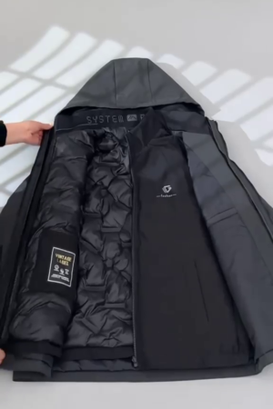 Men's Winter Black Hooded Padded Jacket