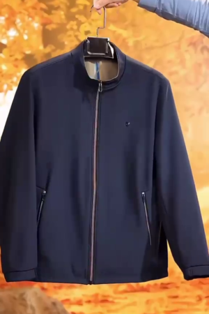 Men's Winter Navy Blue Zip-Up Jacket