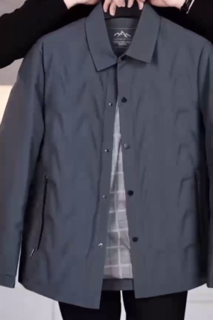 Men's Winter Grey Button-Up Casual Jacket