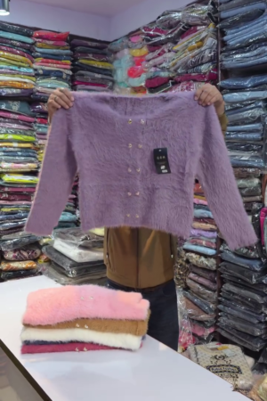 Women's Winter Lavender Fuzzy Button Cardigan