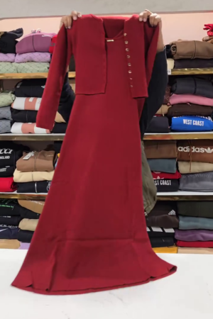 Women's Winter Maroon Long Sleeve Maxi Dress
