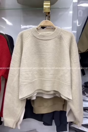 Women's Winter Cream Basic Knit Sweater