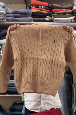 Women's Winter Beige Cable-Knit Sweater