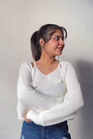 Women's Winter White Cable Knit Sweater