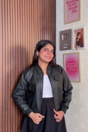 Women's Winter Black Faux Leather Utility Jacket