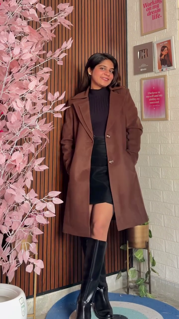 Women's Winter Pink Longline Lapel Coat - Image 3