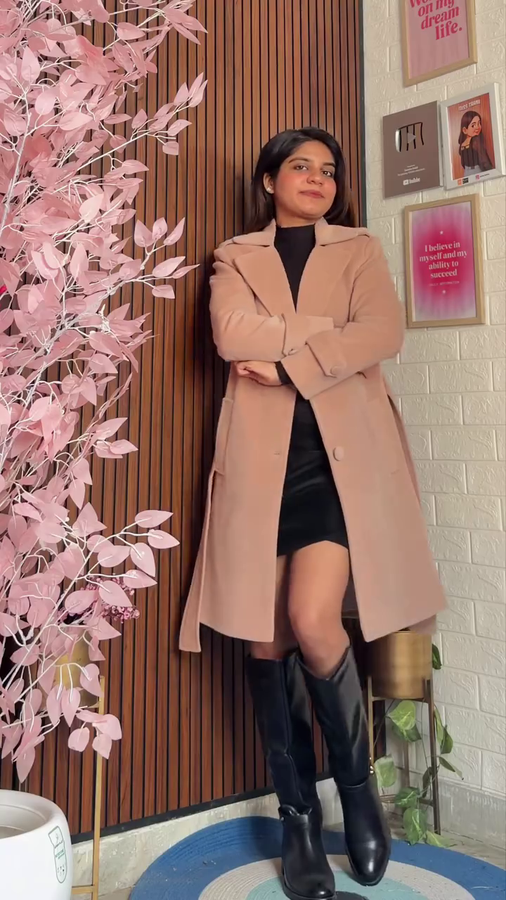 Women's Winter Pink Longline Lapel Coat - Image 4