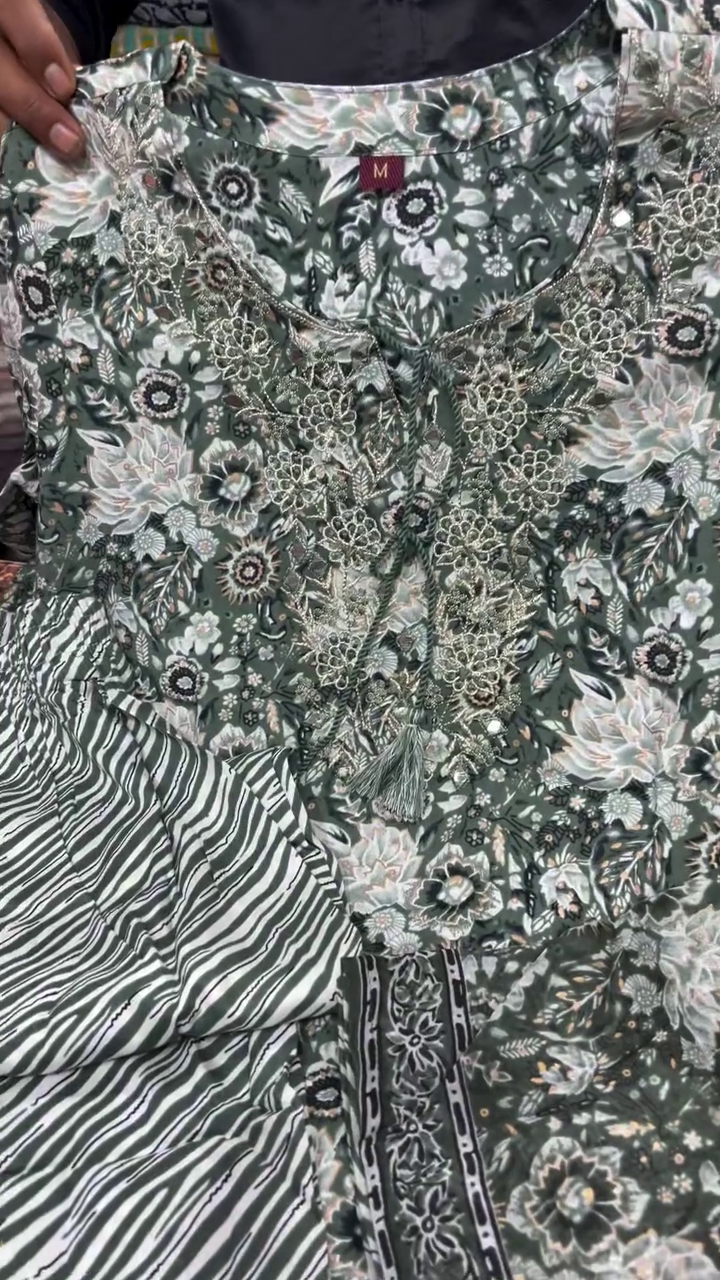 Women's Grey Floral Printed Kurta Set - Image 2