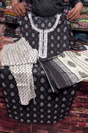 Women's Black Printed Kurta Set