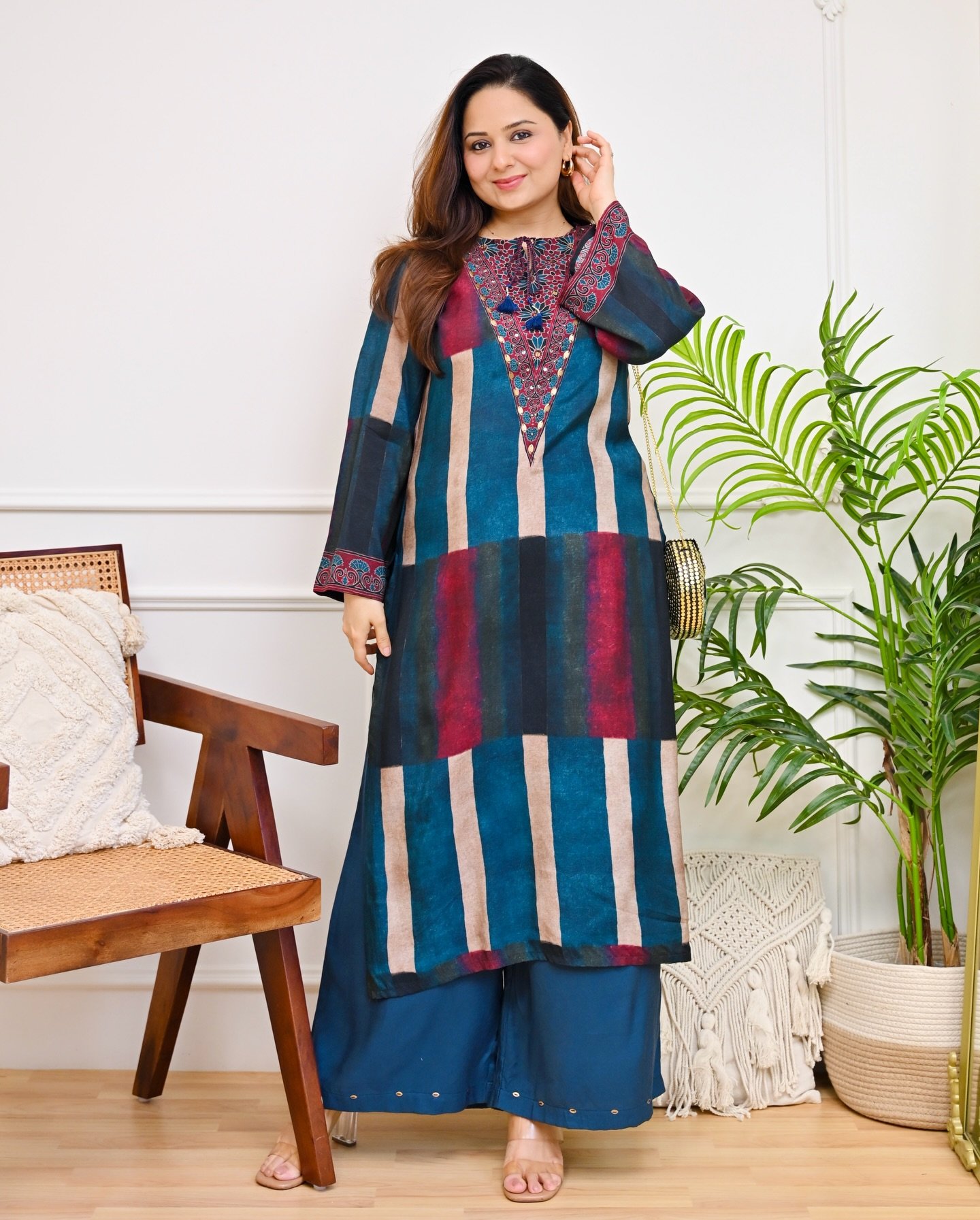 Women's Red Printed Kurta Set - Image 4