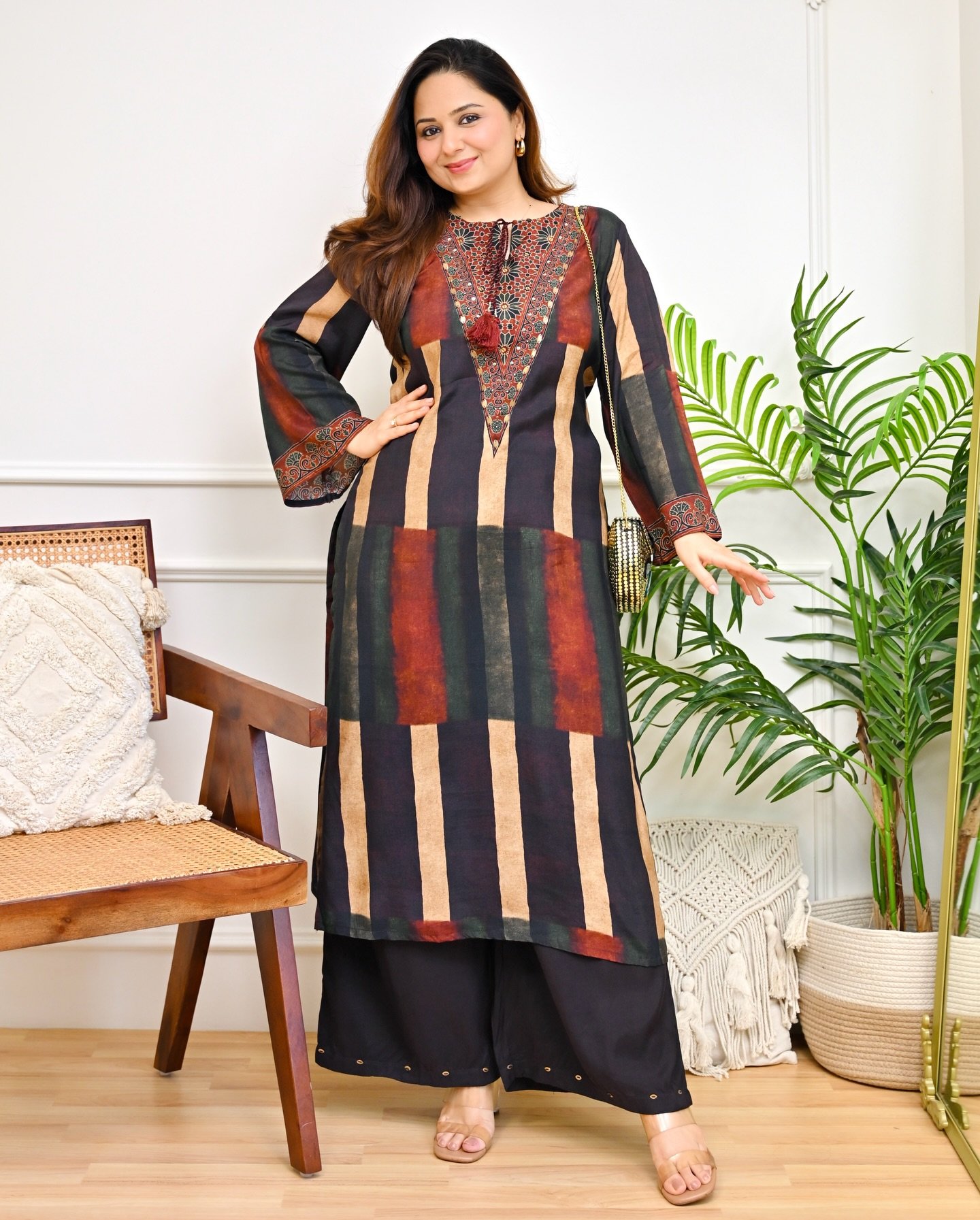 Women's Red Printed Kurta Set - Image 5