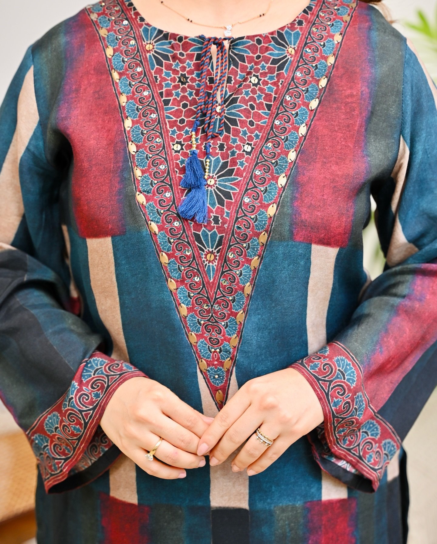 Women's Red Printed Kurta Set - Image 6