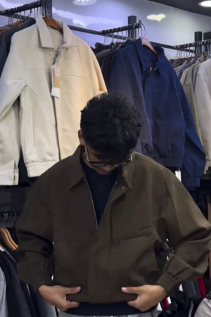 Brown Casual Windbreaker Jacket