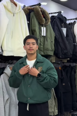 Green Patch Detail Bomber Jacket