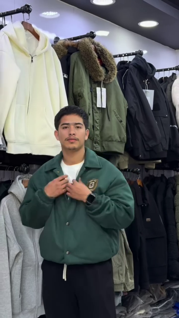 Green Patch Detail Bomber Jacket