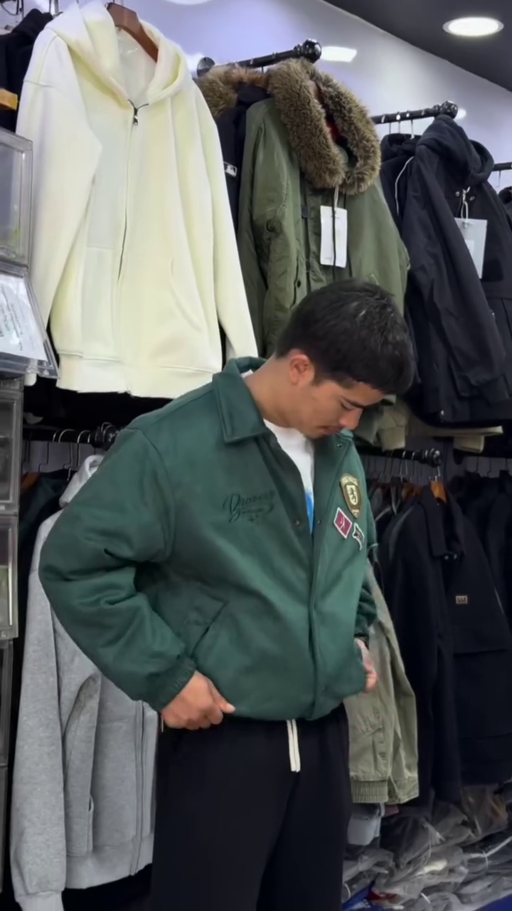 Green Patch Detail Bomber Jacket - Image 2